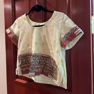 3 Piece Sharara Cream & Maroon